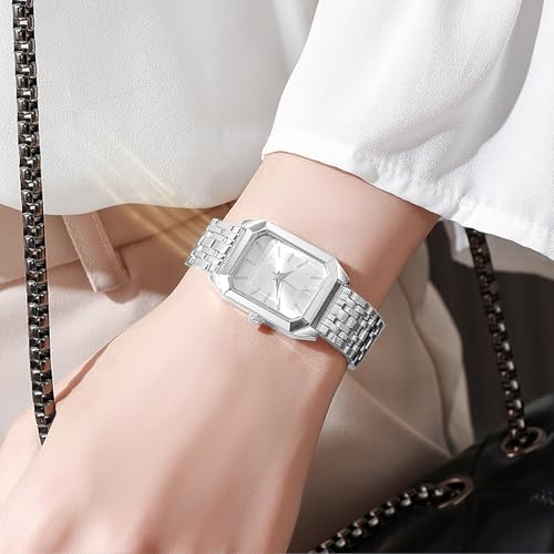 NEWITIN 61 Pieces Gold Jewelry Set for Women Fashion Costume Watch Jewelry | Bohemian Jewelry, Cubic Zirconia, Gold Plated Necklaces Bracelets Watch Rings Earrings Set for Women Party Daily, Women Gifts - color: Silver
