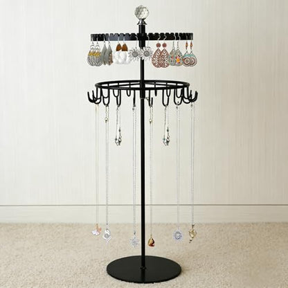 Double layered jewelry storage stand, earrings and necklaces storage