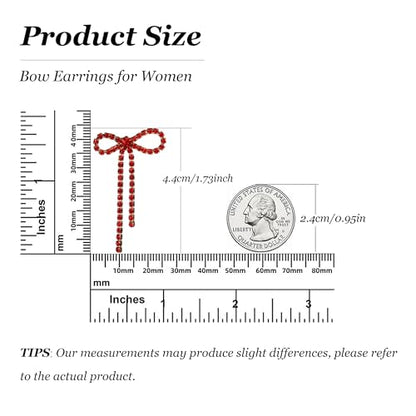 Bow Earrings Red Earrings for Women Dangle Cute Earrings Red Stuff Jewelry Outfits Accessories Gifts for Girls - color: B1:red rhinestone bow earrings