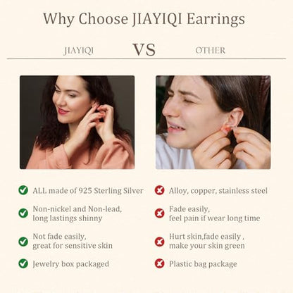 JIAYIQI Minimalist 925 Sterling Silver Stud Earrings Set, 14K Gold Plated Hypoallergenic Tiny Bar Dot Heart Star Studs for Women & Men - style: Gold-Heart-1 Pair
