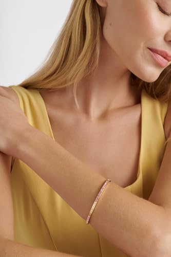 Ted Baker London Claudia Narrow Crystal Hinged Bangle Bracelet for Women - color: Gold/Light Rose Crystal