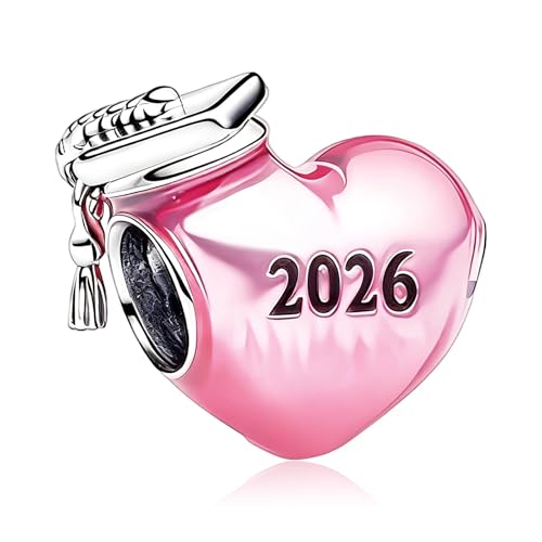 MITSOKU 925 Sterling Silver Charms for Bracelets Necklaces Animal prototype Pendant Safety Chain Dangle Pendants Beads Christmas Day Charms Jewelry Gift for Women - style: Pink Heart 2025 Bachelor's Hat
