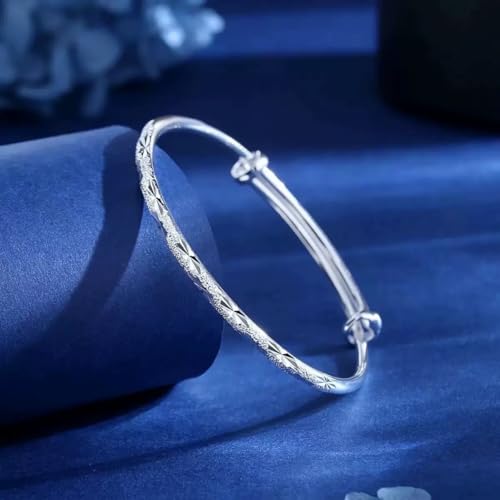 925 Sterling Silver Bracelet Plated Cuff Bangle Bracelet Fashionable Multi-layer Cross Wire Bangle Bracelet Open Adjustable Wide Cuff Bracelet for Teen Girls Fashion Jewelry - color: 05