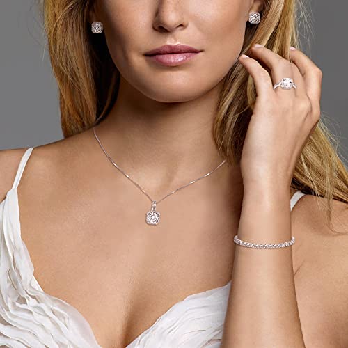 EVER FAITH Wedding Jewelry Set for Bride Bridesmaid, Glamour Teardrop Cubic Zirconia Pendant Necklace Earrings Tennis Bracelet Open Ring Sets for Birthday/Valentine's Day/Mother's Day/Christmas - color: B_Clear