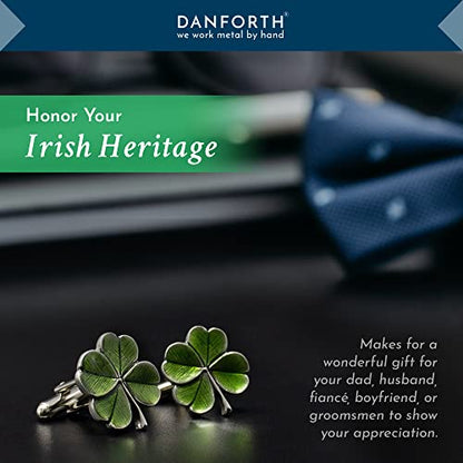 – Cufflinks For Men, Set Of 2, ¾” – Handmade High End Metal Cuff Links For Men – Fancy Jewelry For Guys – Made In USA - color: Green Four Leaf Clover
