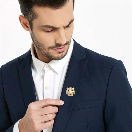 Luxury Crystal Tiger Brooch Pins for Women Men Vintage Gold-Tone Climbing Black Spots Leopard Brooch Fashion Panther Cougar Pin Suit Jackets Coat Animal Jewelry Gift - style: Gold Tiger