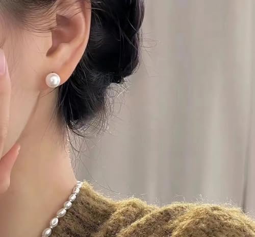 24 Pcs Pearl Earrings Studs for Women Ladies Hypoallergenic White Faux Simulated Pearl Rhinestone Earrings Stud Earrings Jewelry Set for Wedding Party - color: White