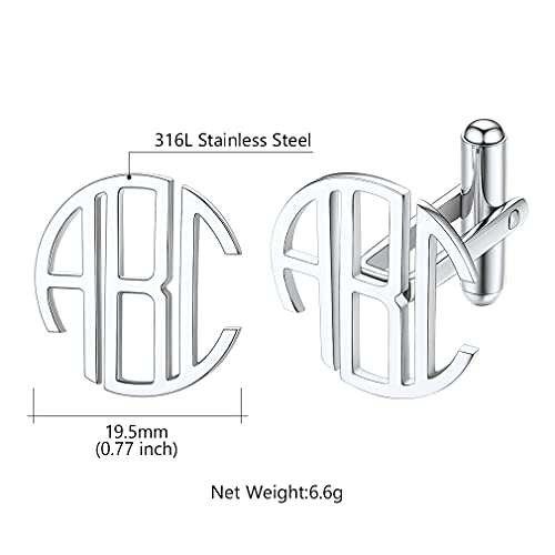 Custom4U Custom Photo Cufflinks for Men Father of the Bride Gifts - color: F-Monogram-Steel