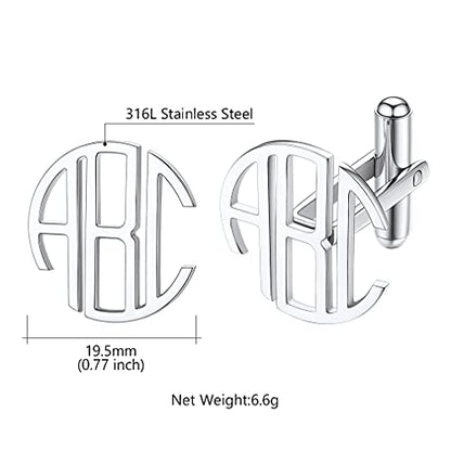 Custom4U Custom Photo Cufflinks for Men Father of the Bride Gifts - color: F-Monogram-Steel