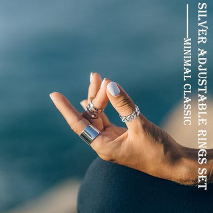 17PCS Silver Knuckle Rings for Women Stainless Steel Rings Set Midi Stackable Rings Simple Smooth Finger Rings Silver Adjustable Rings Jewelry Gift - color: 17 pcs