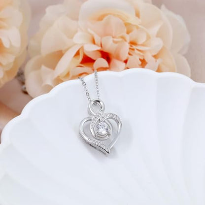 Sterling Silver Pendant Necklace Charms Hypoallergenic Fashion Jewelry Dainty Valentines Day Birthday Gift for Women - style: Infinity