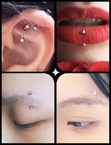 18G Internal Thread Eyebrow Piercing Jewelry Surgical Steel Curved Barbell Tiny Eyebrow Ring Vertical Labret Lip Jewelry Ear Rook Small Belly Button Ring for Women Men 6mm/8mm/10mm