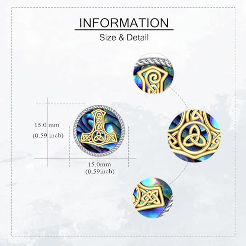 Cufflinks for Men Sterling Silver Abalone Shell Tuxedo Shirt Cuff Links Jewelry for Men Father Business Groomsmen - style: thors hammer