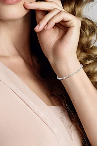Miabella Italian 925 Sterling Silver 3mm Solid Square Byzantine Bracelet for Men Women, 925 Handmade in Italy - style: Length 8 Inch (men's average length)