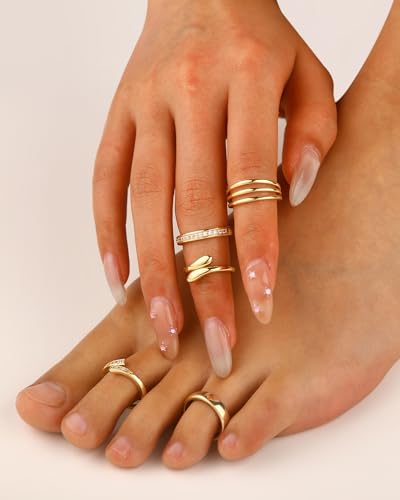 BSJ4U 14k Gold Filled Toe Rings for Women Non Tarnish Adjustable Silver Toe Ring Simple Hug CZ Triple Open Band Ring Summer Beach Toe Jewelry for Women Sexy - color: 14K GF Toe Rings