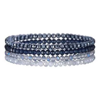Boho Colorful Stackable Crystal Glass Beads Stretch Bracelets Multilayered Bracelets for Women Bohemian Jewelry - color: Dark Blue 4pcs