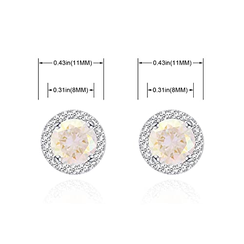 YOQUCOL Bright 8MM,10MM Cubic Zirconia Crystal Stud Earrings Round Pierced Earrings For Women - color: 8MM-AB-Color