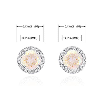 YOQUCOL Bright 8MM,10MM Cubic Zirconia Crystal Stud Earrings Round Pierced Earrings For Women - color: 8MM-AB-Color