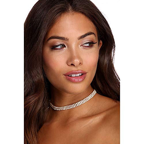 Zealmer 18K Yellow Gold Plated 1-5 Rows Rhinestone Choker Necklace & Stretch Bracelets Set Wedding Jewelry - style: 3 Row