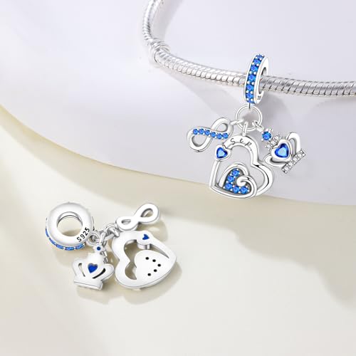 3PCS Birthstone Stone Charms for Charms Bracelet 925 Sterling Silver Infinity Love Heart Crown Dangle Charms Spacer Stopper Beads for Bracelets and Necklaces, Birthday Mother's Day Christmas Gifts For Women. - color: 09 Sep. 3PCS