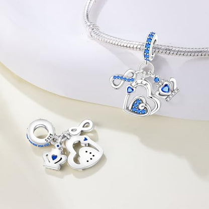 3PCS Birthstone Stone Charms for Charms Bracelet 925 Sterling Silver Infinity Love Heart Crown Dangle Charms Spacer Stopper Beads for Bracelets and Necklaces, Birthday Mother's Day Christmas Gifts For Women. - color: 09 Sep. 3PCS