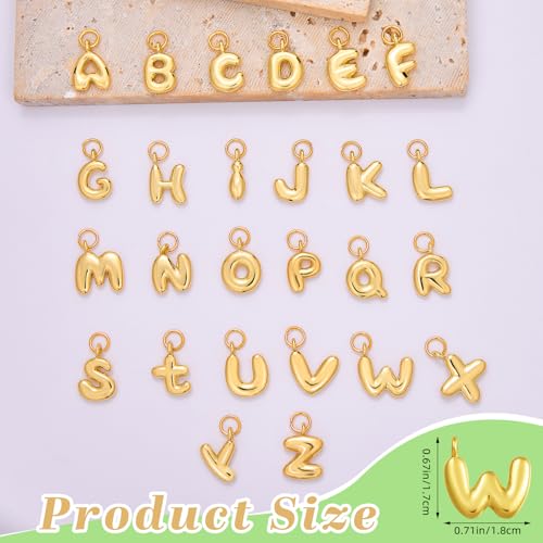A-Z Bubble Letter Charms 18K Gold Filled Charms for Jewelry Making Gold Initial Alphabet Charms Pendants for Women Men Necklace Choker Bracelet Making - color: Letter W
