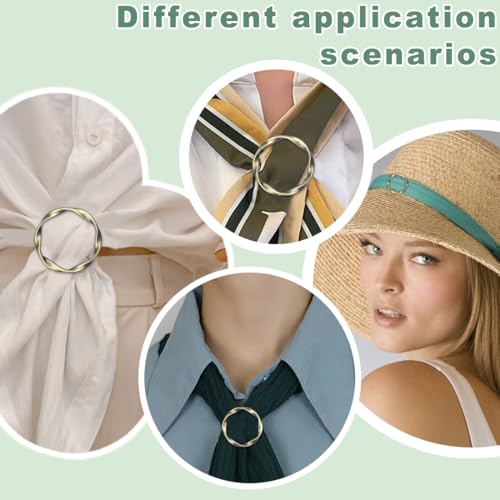 18Pcs Shirt Ties Clips for Women Silk Scarf Ring Clip T-Shirt Buckle Ring Clip Metal Round Circle Clip Clothes Clip - color: Bronze