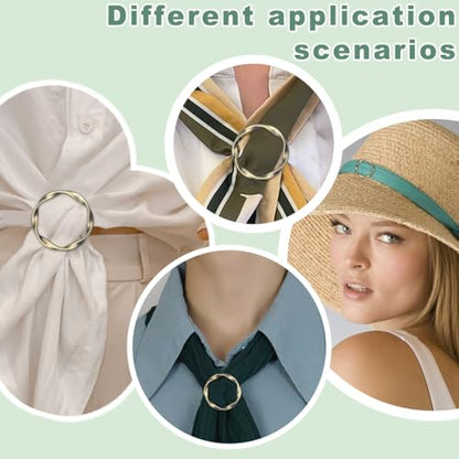 18Pcs Shirt Ties Clips for Women Silk Scarf Ring Clip T-Shirt Buckle Ring Clip Metal Round Circle Clip Clothes Clip - color: Bronze