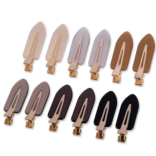No Crease Creaseless No Bend Hair Clips For Styling Non Slip Flat Clips For Makeup Hair Accessories For Women,Black Multiple Brown,12 PCS - color: 12P-Black Multiple Brown