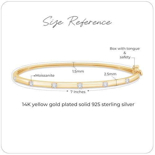 Classic Plain Design & 7 inch Bangle Bracelet for Women | Metal: Sterling Silver|Stone: Moissanite - color: Sparkle Bar