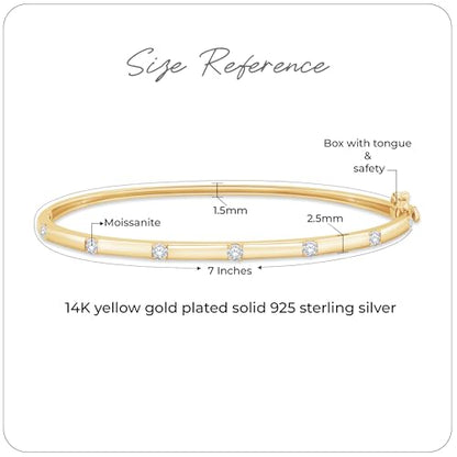 Classic Plain Design & 7 inch Bangle Bracelet for Women | Metal: Sterling Silver|Stone: Moissanite - color: Sparkle Bar