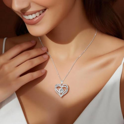 CDE S925 Silver Engraved Forever Love Heart Birthstone Necklaces for Women | 5A CZ,Hypoallergenic,Nickel-Free & Lead-Free Pendant,Anniversary Christmas Wedding Birthday Gift for Wife Girlfriend - color: 04-Apr, style: White Gold Plated