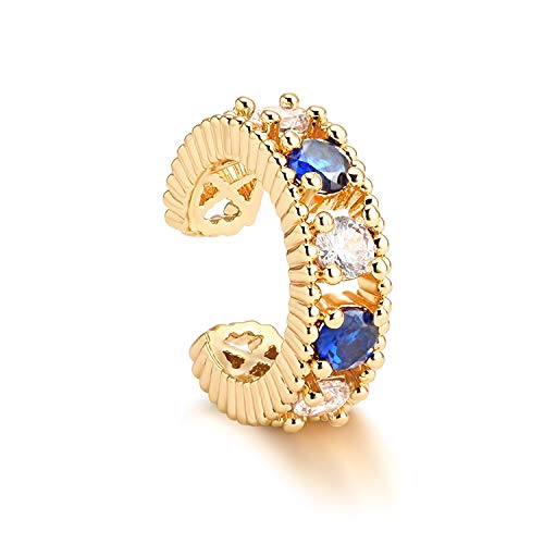 Women Ear Cuff Earring Gold Non Pierced Ear Cartilage Clip on Wrap Hoop 14K Gold Filled Tiny Boho Beach Simple Minimalist Delicate Handmade Hypoallergenic Jewelry Gift-Sold as Single/Pair - style: CZ Station