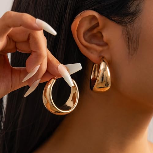 Chunky Hoop Earrings for Women Thick Open Resin Hoops Earrings Fashion Jewelry for Women - style: Style-A