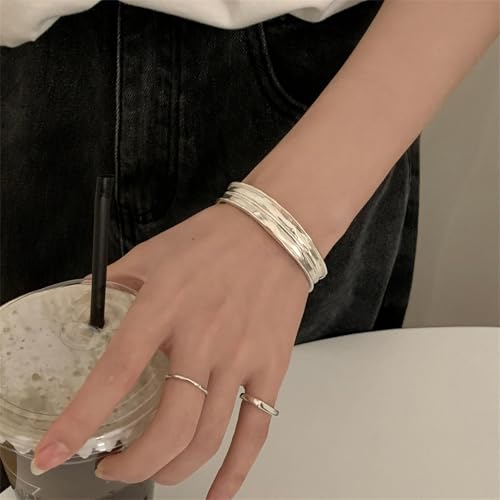 925 Sterling Silver Bangles For Women Handmade Silver Bangles Open Adjustable Bangle Bracelets For Women Silver Open Cuff Bracelets Stackable Wrap Bangles Festival Jewelry Gifts - color: Style 08