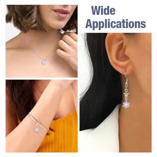 Beadthoven 100Pcs Cubic Zirconia Alloy Charms Snowflake Shaped Platinum Christmas Pendants Sparkly Holiday Charms for Necklace Bracelet Earring Jewelry Making DIY Accessory Hole: 1.5mm - color: Platinum-Snowflake