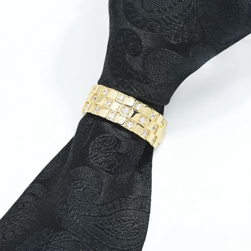 Sparkling Crystal Men's Neck Tie Ring Tie Clasp Necktie Clips Holder Tie Accessories with Box for Wedding Jewelry Gift - style: Gold Clips with Crystal Square