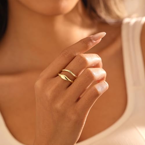 Rings for Women,Dainty Ring Set 14K Gold Plated Thumb Rings Non Tarnish Chunky Size 6-10 Gold Jewelry Gifts for Women