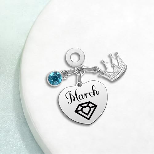 Birthday Gifts for Women Birthstone Charms for Bracelets Necklaces Jewelry Gift for Mom Wife Daughter Granddaughter Niece Sister Girlfriend - color: March