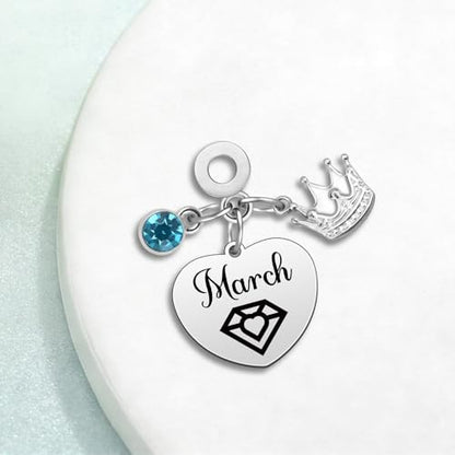 Birthday Gifts for Women Birthstone Charms for Bracelets Necklaces Jewelry Gift for Mom Wife Daughter Granddaughter Niece Sister Girlfriend - color: March