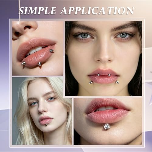 34Pcs 16G Lip Rings Stainless Steel Labret Jewelry Lip Barbell Spike Snake Bite Piercing Jewelry Horseshoe Septum Nose Ring Cartilage Tragus Helix Earrings Studs