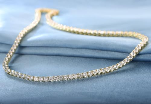 18K Yellow Gold/White Gold Plated Wedding Jewelry Set Tennis Necklace/Bracelet/Earrings Sets Pack of 3 - color: Gold