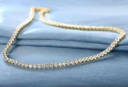 18K Yellow Gold/White Gold Plated Wedding Jewelry Set Tennis Necklace/Bracelet/Earrings Sets Pack of 3 - color: Gold