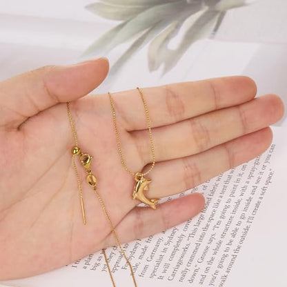 Crisjanggo 20 Inches Necklace Chain Bulk Adjustable Gold Plated Necklace | 10 Pcs Stainless Steel Dainty Thin Chain for Jewelry Making with Rubber Stopper Beads - color: Gold S