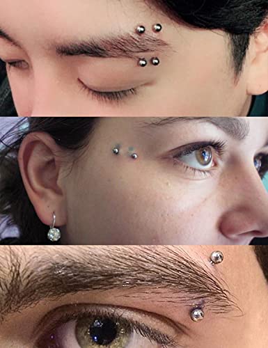 20G 16G 14G 12G Eyebrow Piercing Jewelry Surgical Steel Curved Barbell Eyebrow Ring Vertical Labret Lip Jewelry Rook Daith Earrings Piercing Jewelry for Women Men 6mm 8mm 10mm 12mm 14mm - color: 12G-Silver
