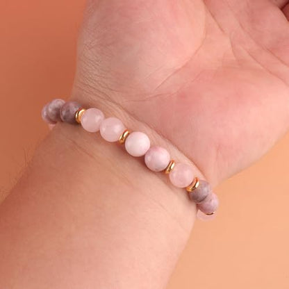 KSQS Healing Stone Bead Bracelet for Women, Natural Gemstones Balance Protection Bracelet, Spiritual Crystal Beads Bracelet Anxiety Relief with Meaning Card - color: Love Awakening