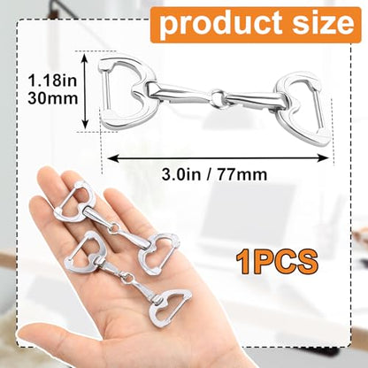 Joez Wonderful Scarf Ring Clip, Wide Band Chunky Chain Silk Scarf Buckle, Shawl Clips Scarf Clasp Holder Scarves Pin - color: (Horsebit) 77mm Silver