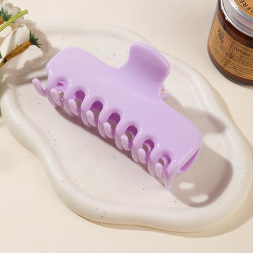 Ivyu 4-Inch Large Rounded Rectangle Hair Claw Clip for Women, Strong Hold | Smooth rounded teeth and a strong spring provide a secure hold for full updos on fine to medium hair. - color: Light purple