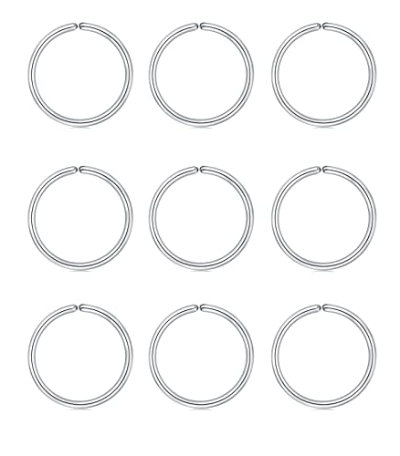 18g 20g 22g Nose Rings Hoops Silver Gold Hoop Nose Ring Surgical Steel Hypoallergenic Cartilage Hoop Earring Thin Helix Earring Hoops Tiny Small Lip Rings Piercing Jewelry 6mm 8mm 10mm - color: Silver 22g 8mm