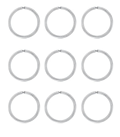 18g 20g 22g Nose Rings Hoops Silver Gold Hoop Nose Ring Surgical Steel Hypoallergenic Cartilage Hoop Earring Thin Helix Earring Hoops Tiny Small Lip Rings Piercing Jewelry 6mm 8mm 10mm - color: Silver 22g 8mm